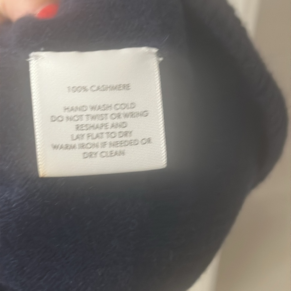 White + Warren sweater v neck wide rib slouchy cashmere navy size M + dustbag - Picture 7 of 8